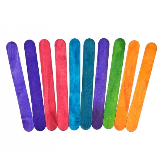 اعواد خشب ملون عريض 2.5*20 سم ايس كريم  10 قطعة